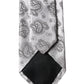 Dolce & Gabbana Silver Gray Paisley Silk Adjustable Men Tied Necktie Tie