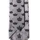 Dolce & Gabbana Gray Crown Fantasy Silk Adjustable Men Tied Necktie Tie