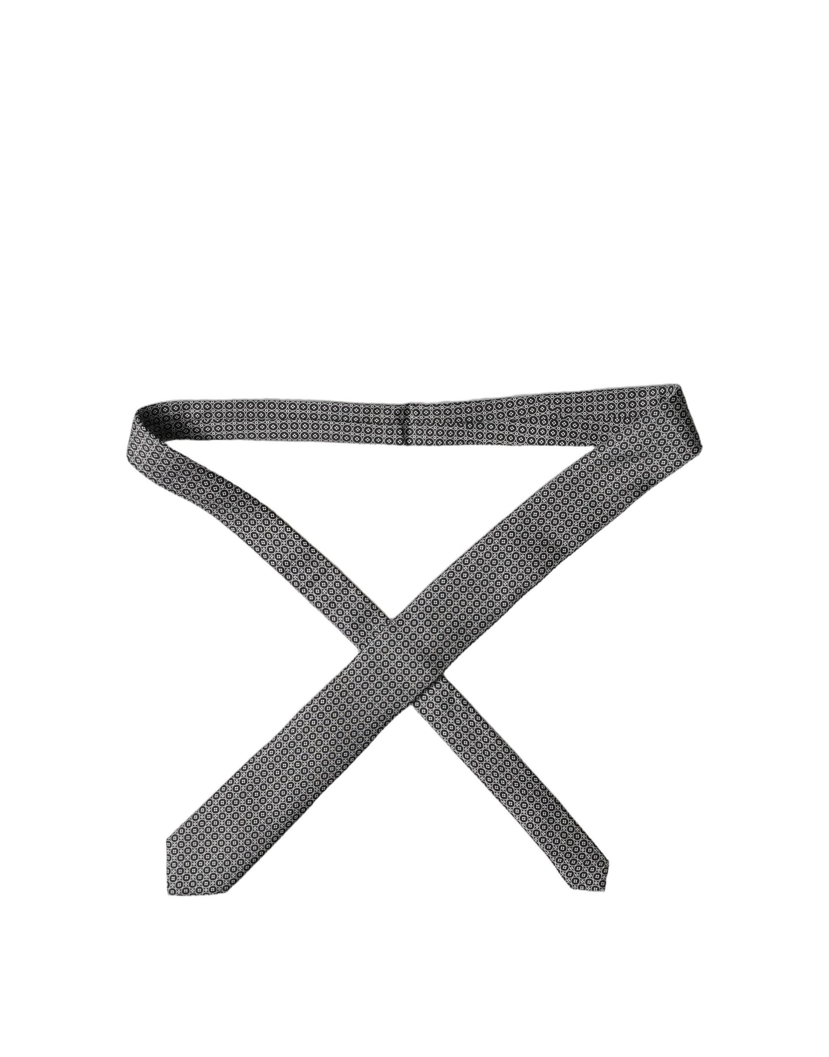 Dolce & Gabbana Gray White Patterned Silk Adjustable Men Necktie Tie