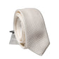 Dolce & Gabbana White Solid Textured Silk Adjustable Men Tied Necktie Tie