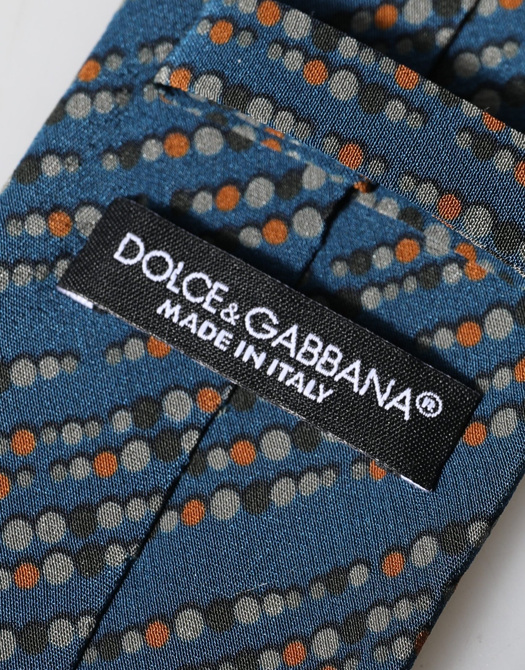 Dolce & Gabbana Blue Patterned 100% Silk Adjustable Men Tied Necktie Tie