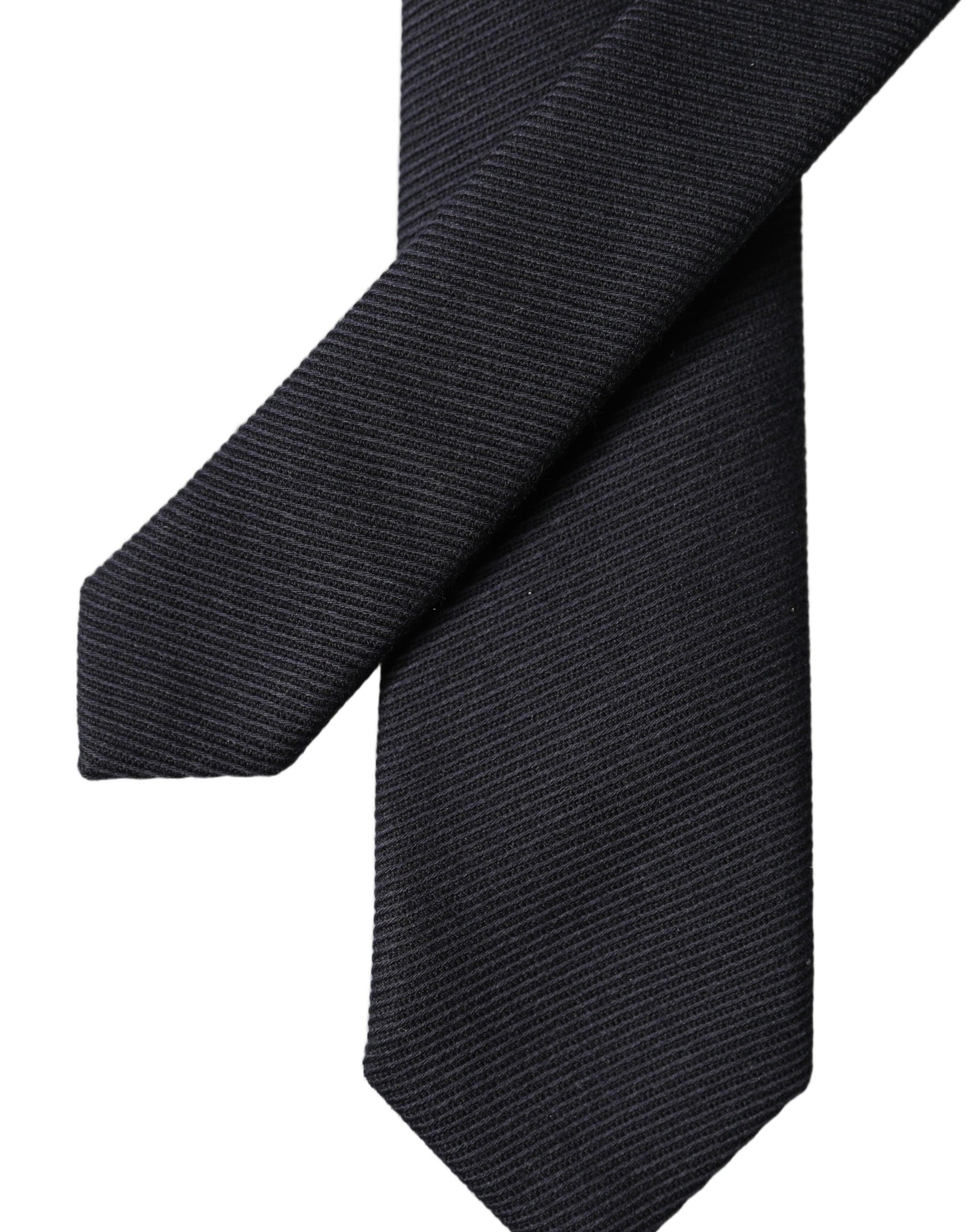 Dolce & Gabbana Dark Blue Solid 100% Silk Adjustable Men Tied Necktie Tie