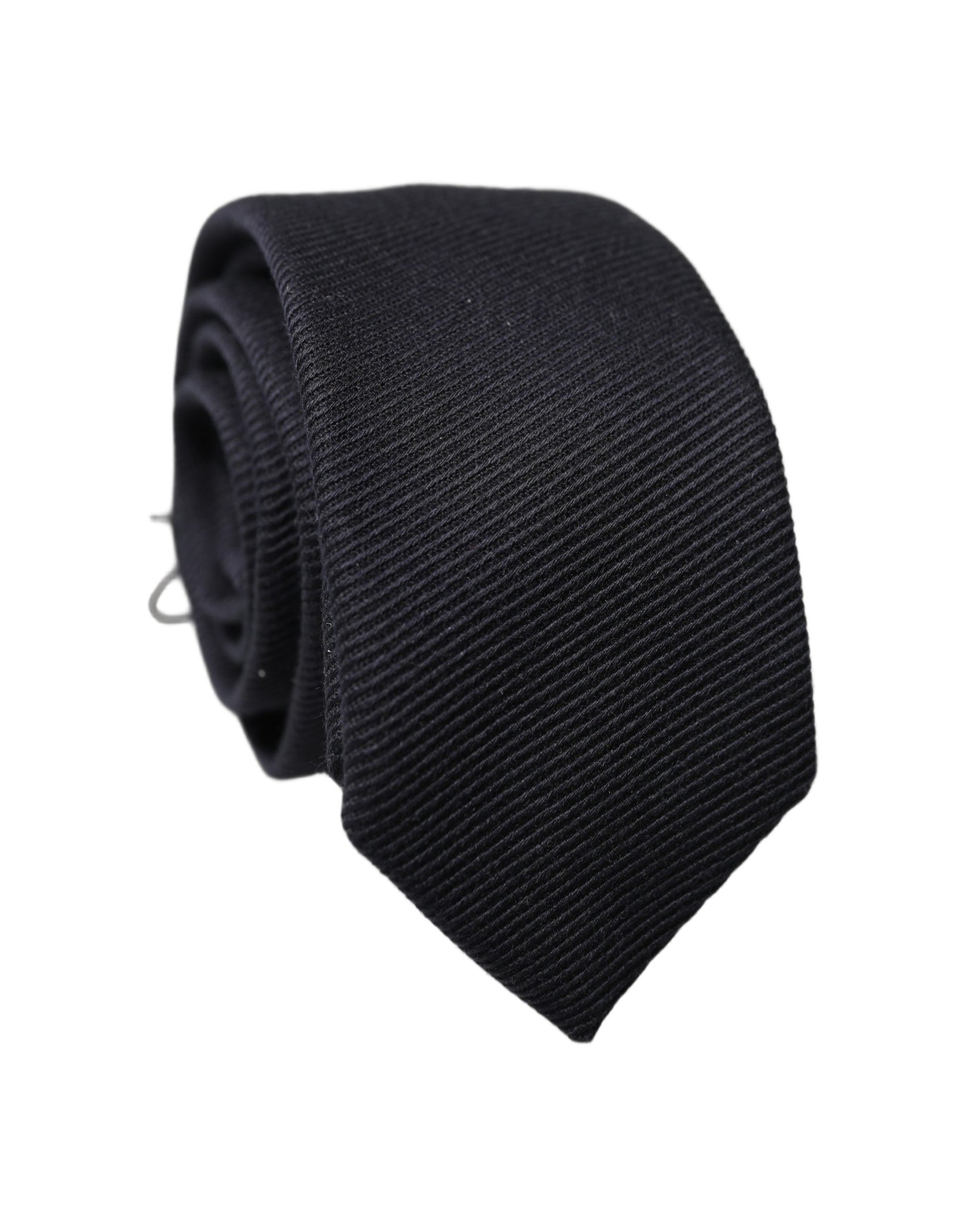 Dolce & Gabbana Dark Blue Solid 100% Silk Adjustable Men Tied Necktie Tie