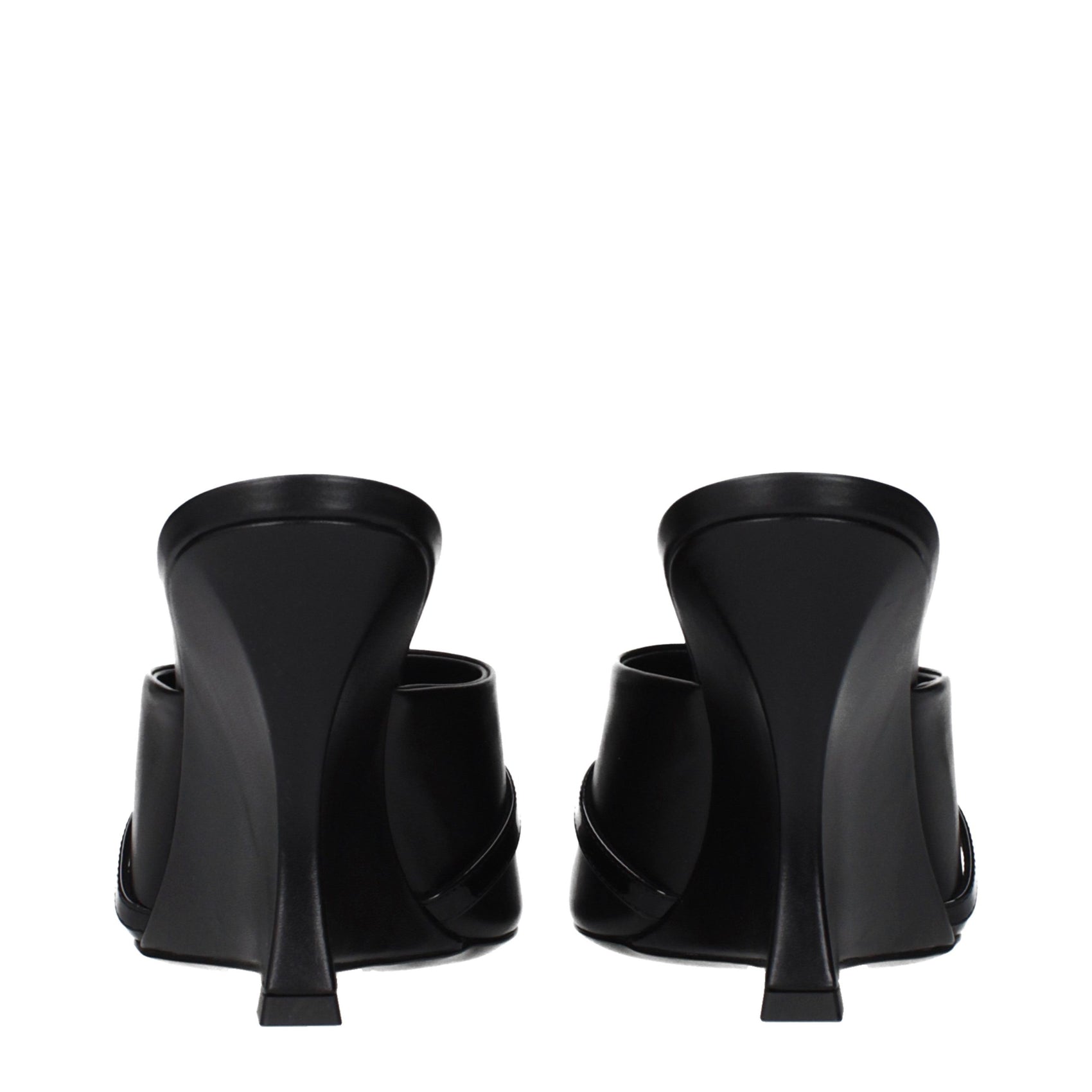 Versace Black Leather Wedge Sandals