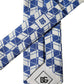 Dolce & Gabbana Blue White Geometric Silk Adjustable Men Tied Necktie Tie