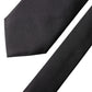 Dolce & Gabbana Black Satin 100% Silk Adjustable Women Tied Necktie Tie