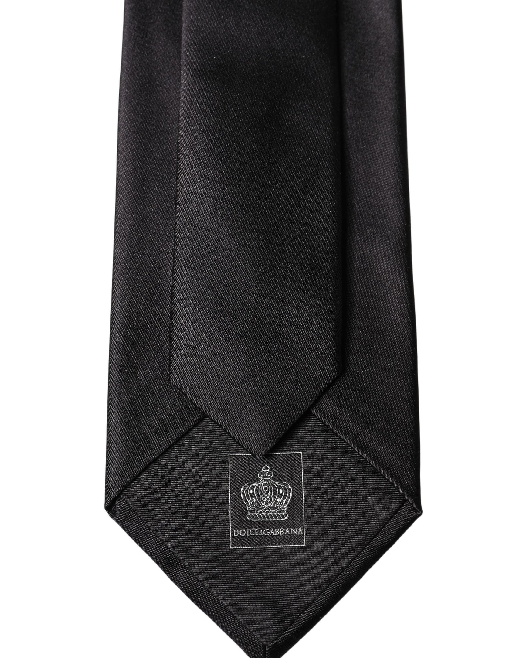 Dolce & Gabbana Black Satin 100% Silk Adjustable Women Tied Necktie Tie
