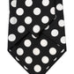 Dolce & Gabbana Black White Polka Dot Silk Adjustable Women Necktie Tie