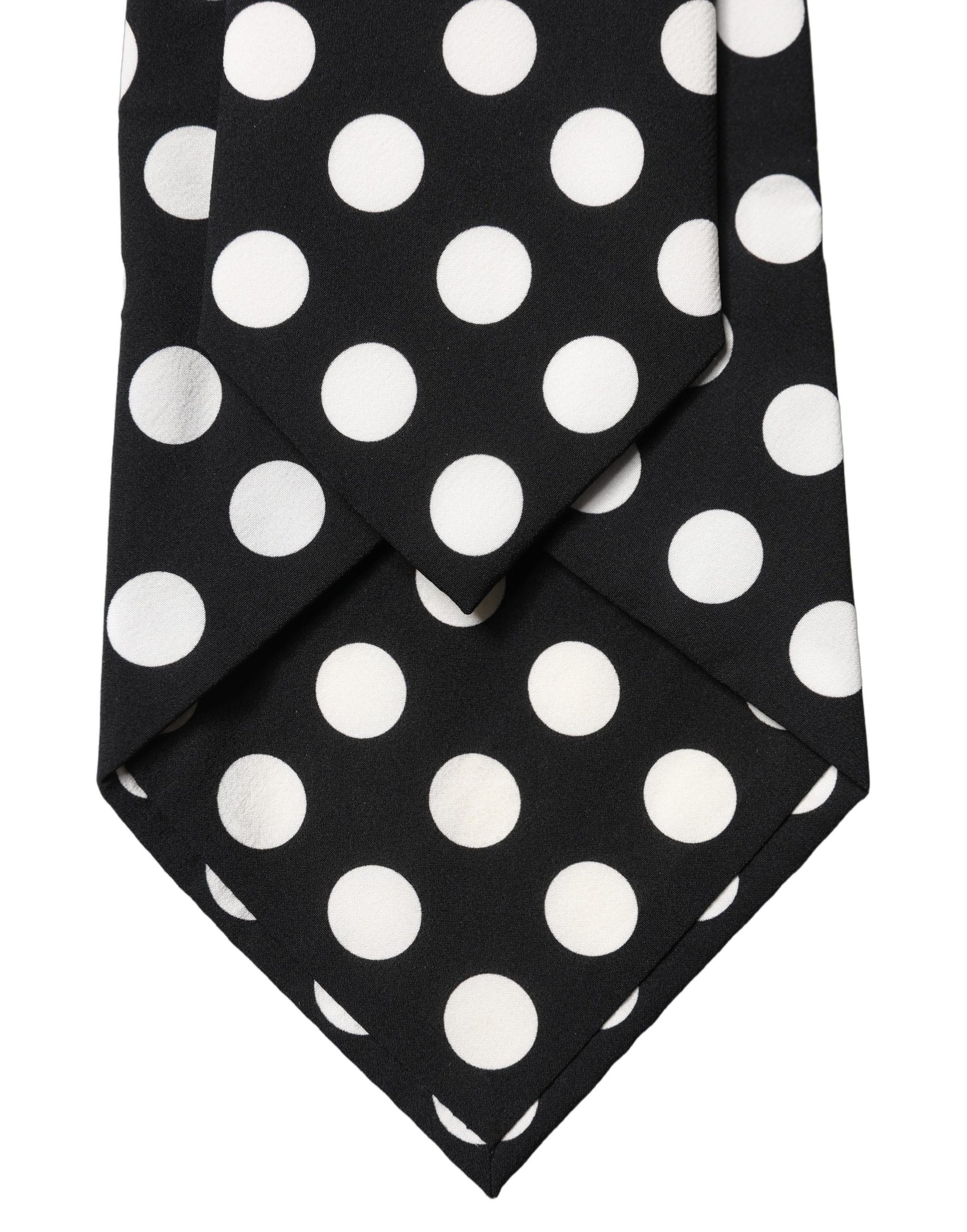 Dolce & Gabbana Dark Gray White Polka Dot Silk Adjustable Women Necktie Tie