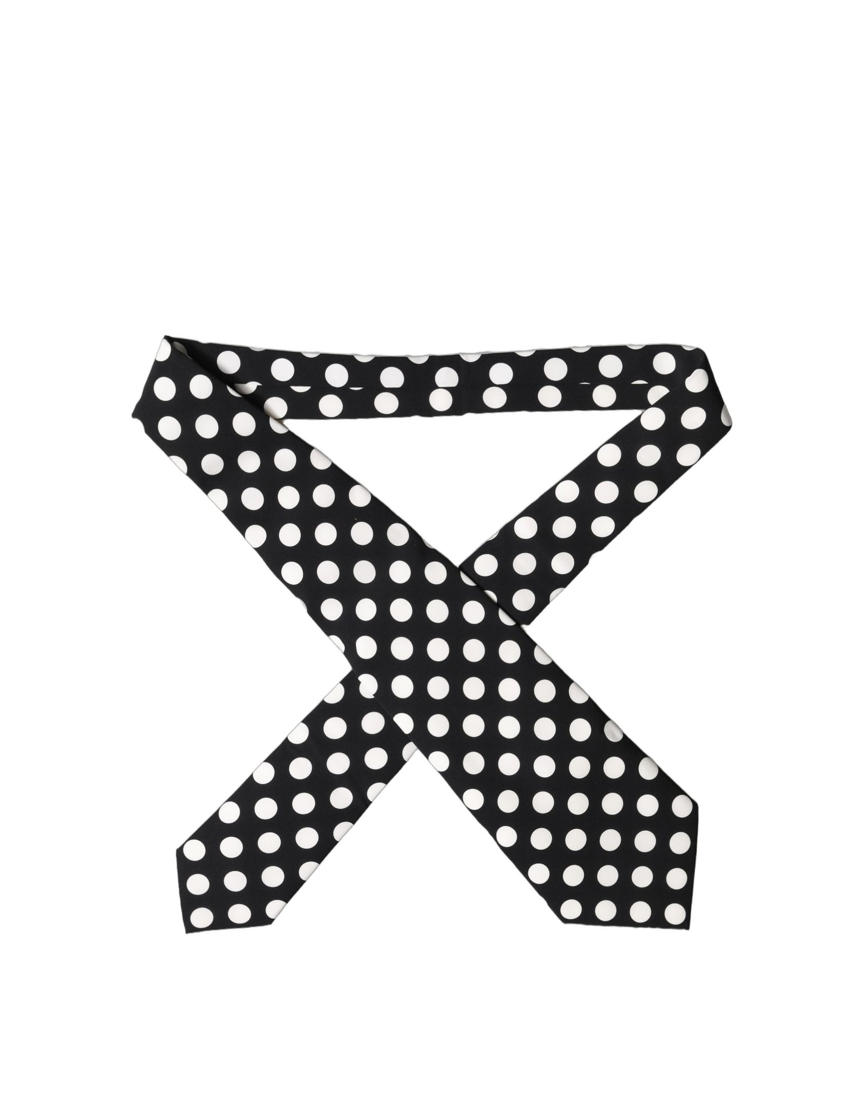 Dolce & Gabbana Dark Gray White Polka Dot Silk Adjustable Women Necktie Tie