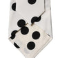 Dolce & Gabbana White Black Polka Dot Silk Adjustable Women Necktie Tie