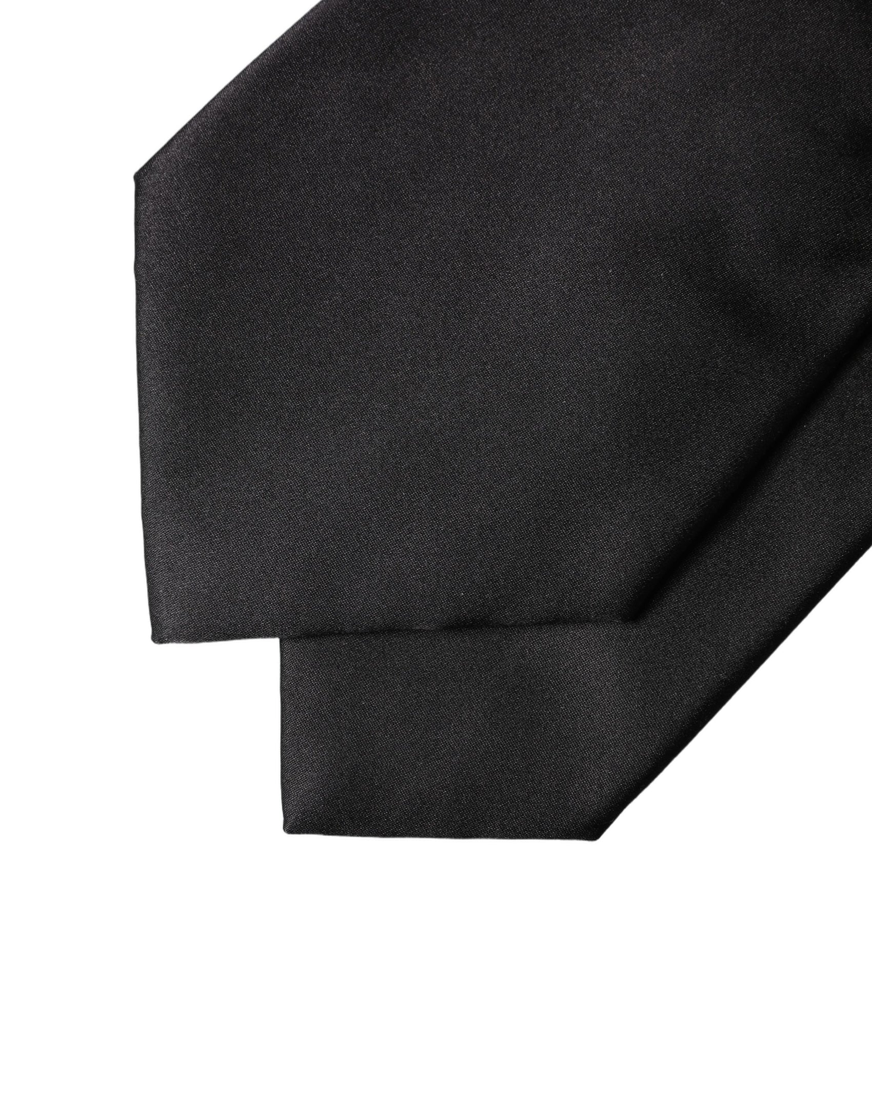 Dolce & Gabbana Black Satin Silk Blend Adjustable Women Tied Necktie Tie