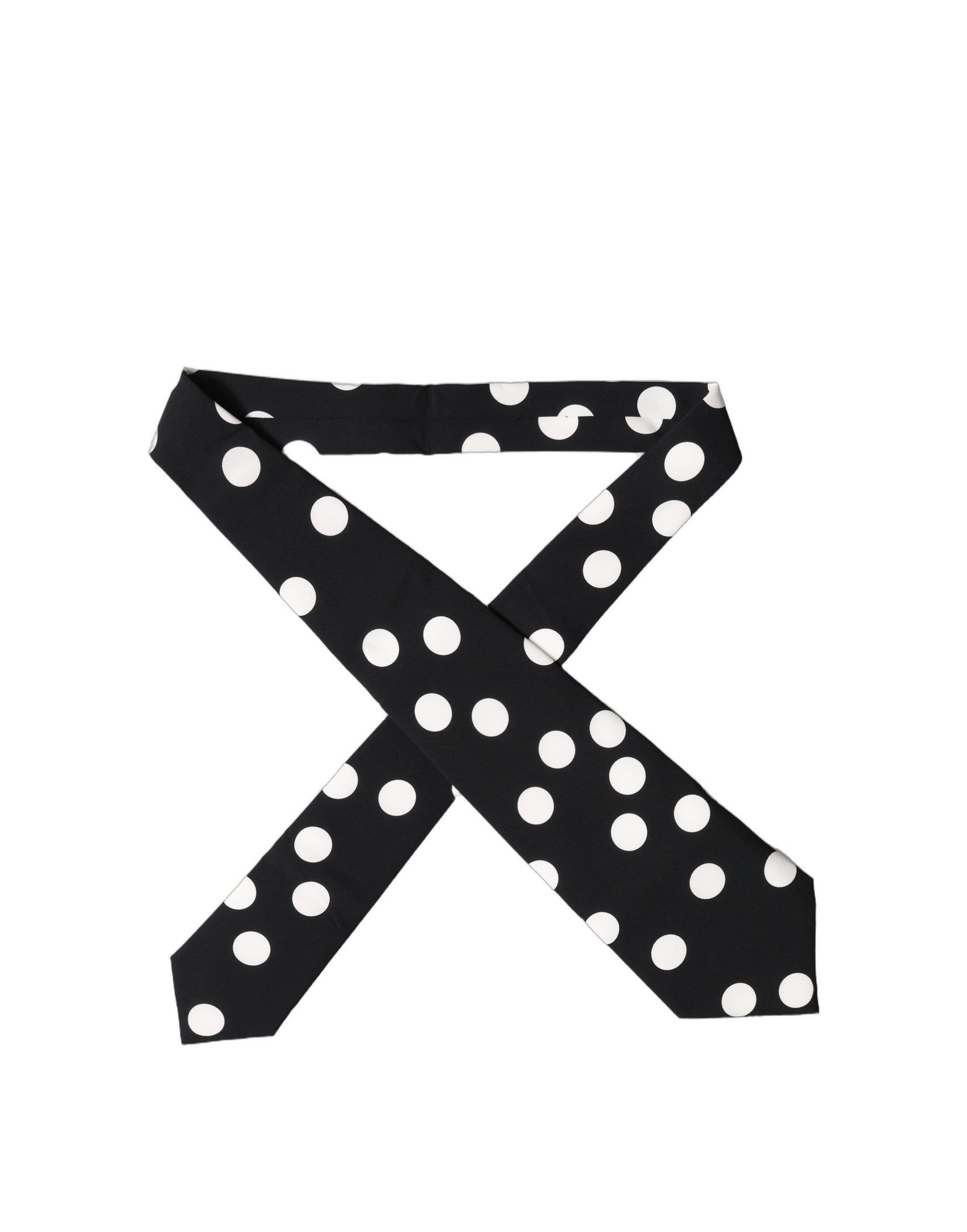 Dolce & Gabbana Black White Polka Dot Silk Adjustable Women Necktie Tie