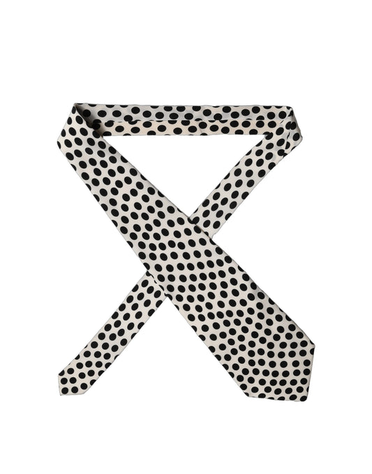 Dolce & Gabbana White Black Polka Dot Silk Adjustable Women Necktie Tie