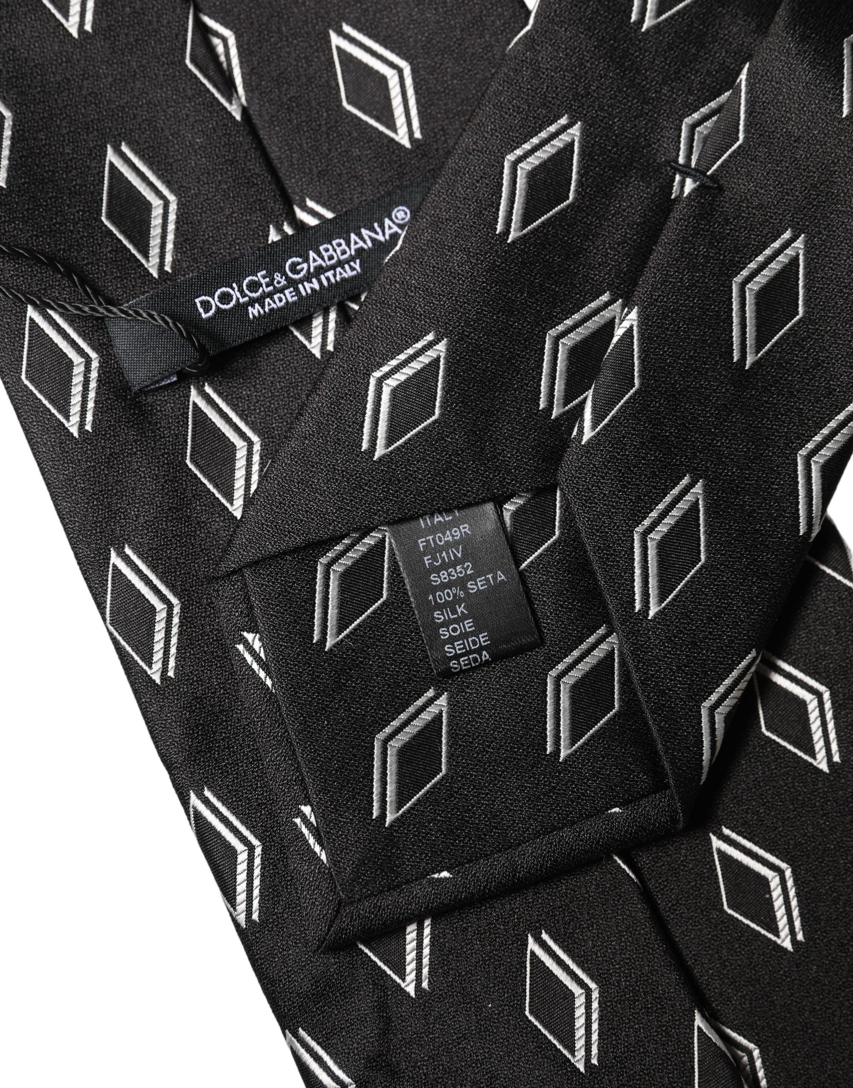 Dolce & Gabbana Dark Gray Patterned Silk Adjustable Women Tied Necktie Tie