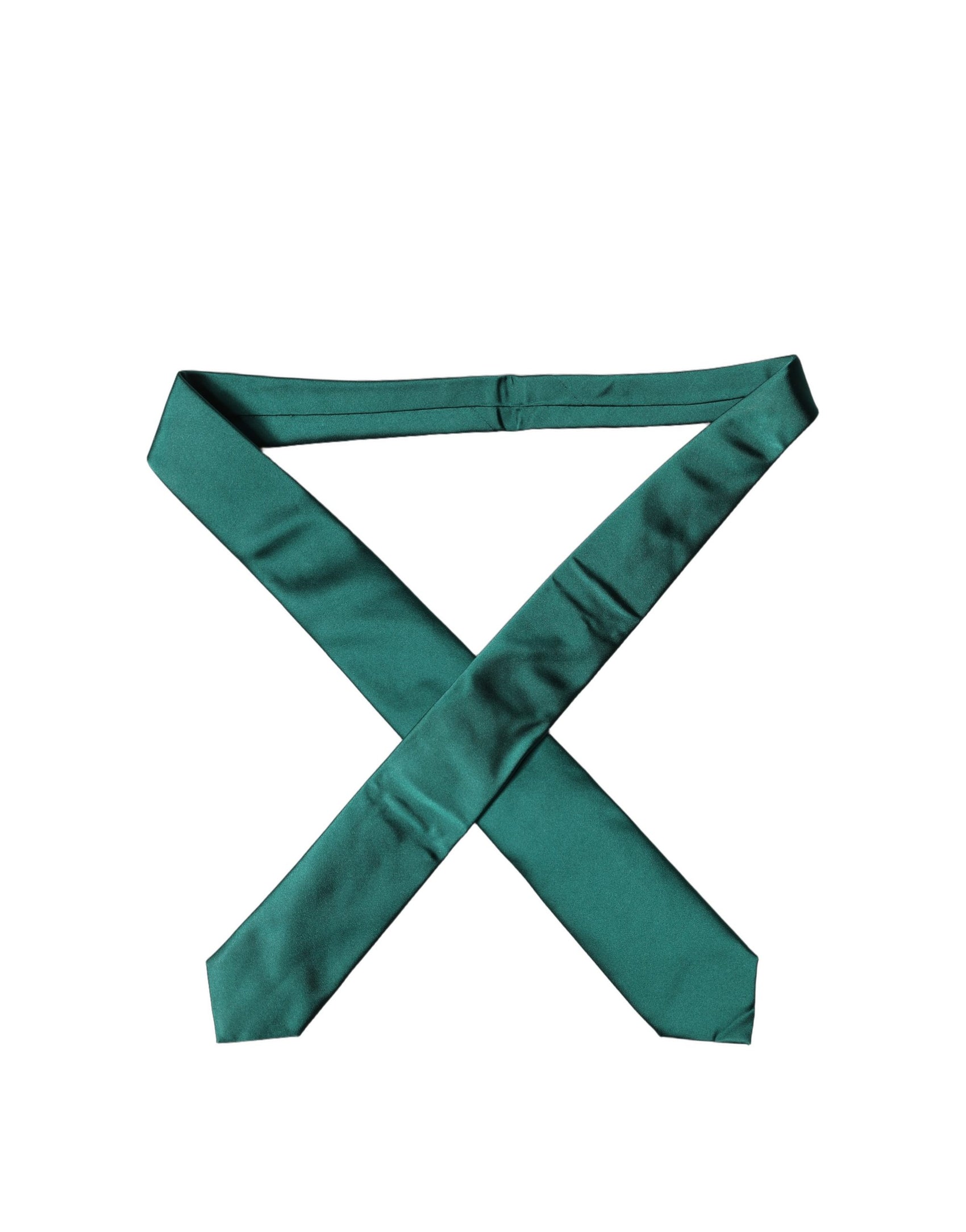 Dolce & Gabbana Dark Green Satin Silk Adjustable Women Tied Necktie Tie
