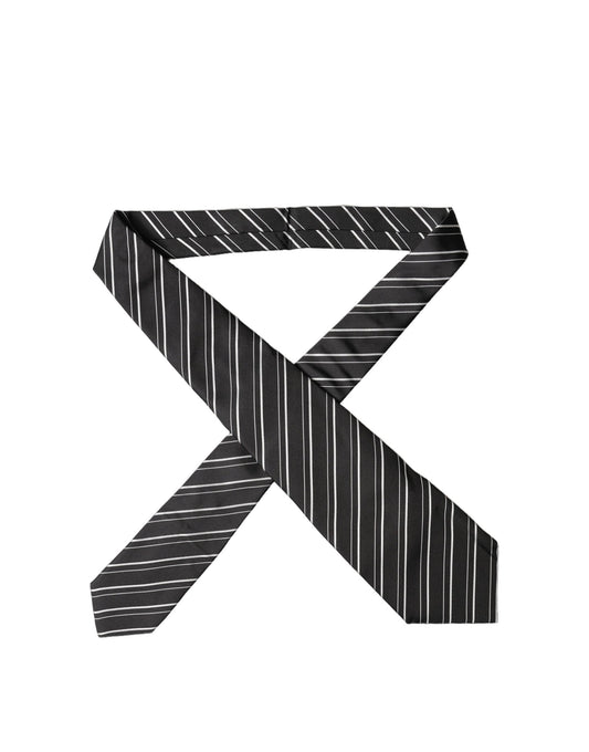 Dolce & Gabbana Black White Stripes Silk Adjustable Women Necktie Tie