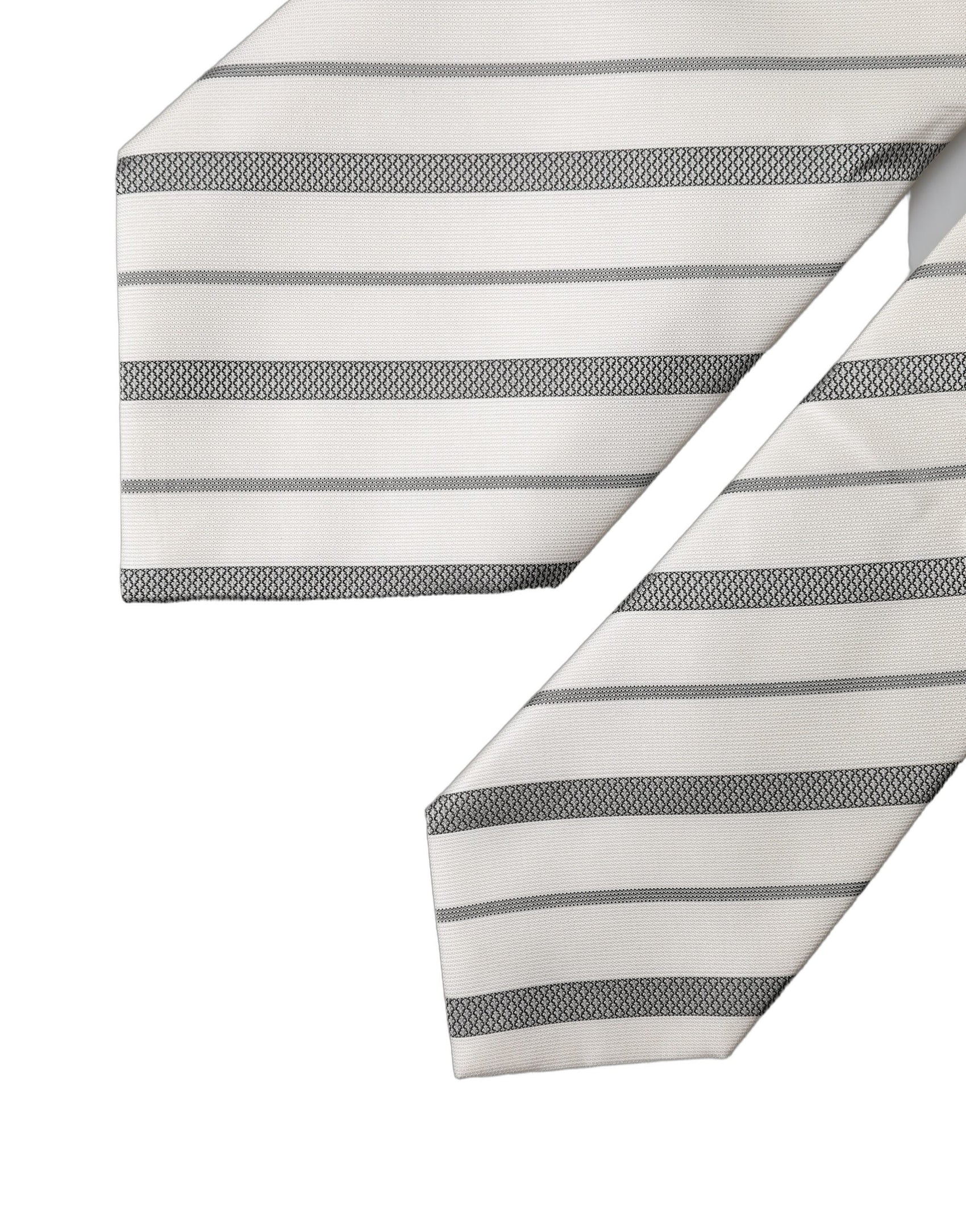 Dolce & Gabbana Gray White Stripes Silk Adjustable Women Necktie Tie