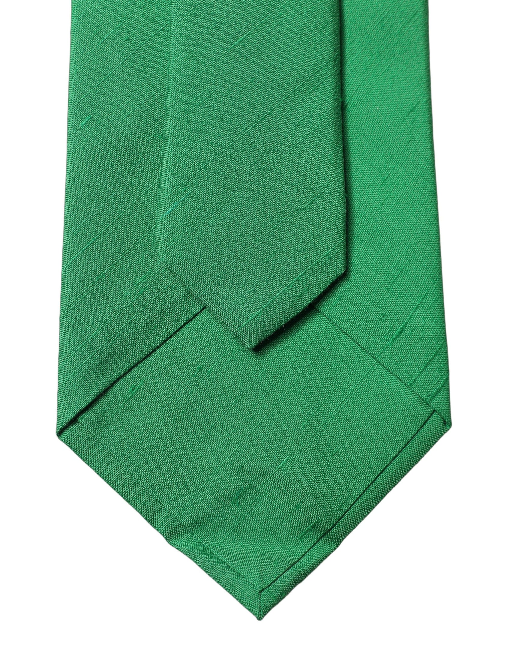 Dolce & Gabbana Green Solid Silk Cotton Adjustable Women Necktie Tie