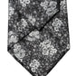 Dolce & Gabbana Black White Floral Silk Adjustable Women Necktie Tie