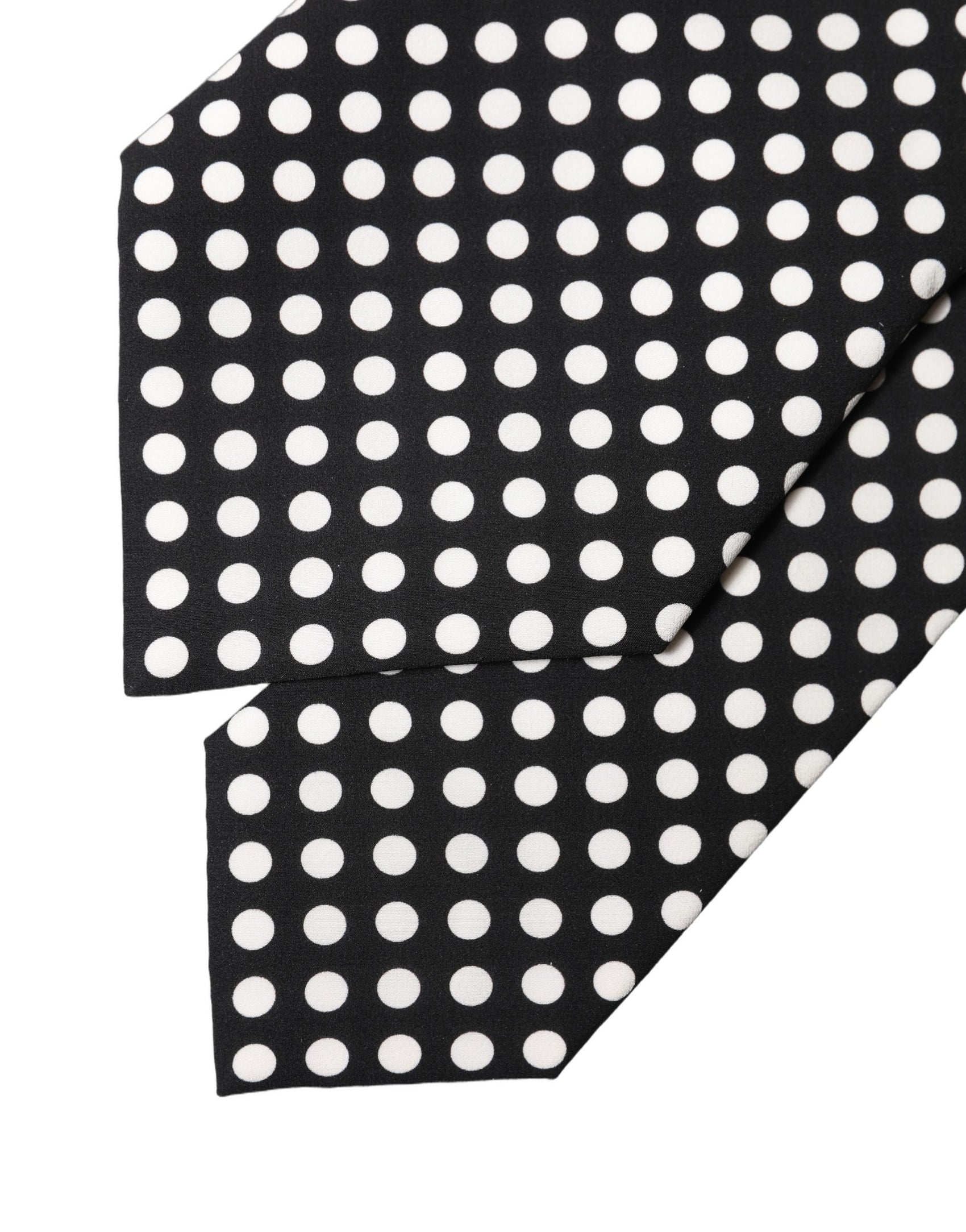 Dolce & Gabbana Black White Polka Dot Silk Adjustable Women Necktie Tie