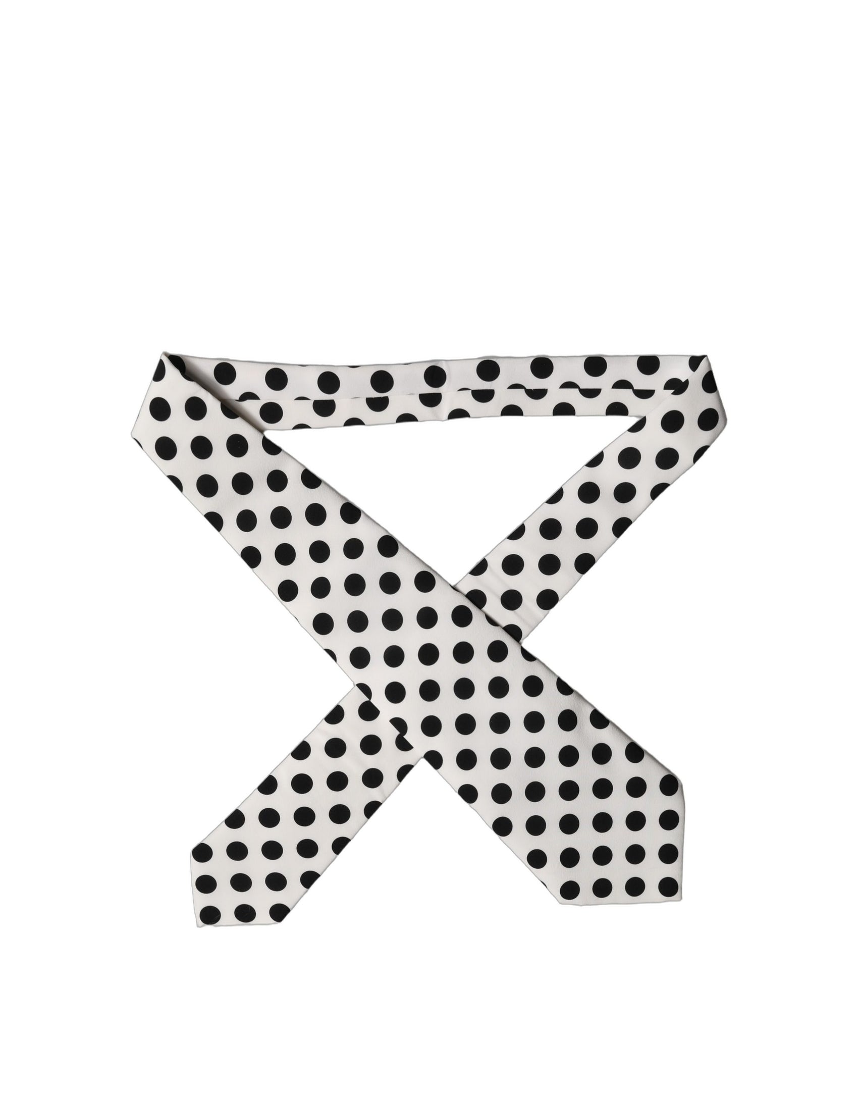 Dolce & Gabbana White Black Polka Dot Silk Adjustable Women Necktie Tie