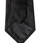 Dolce & Gabbana Black Solid Satin Silk Adjustable Women Necktie Tie