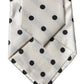 Dolce & Gabbana White Black Polka Dot Silk Adjustable Women Necktie Tie