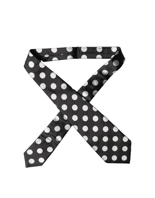 Dolce & Gabbana Black White Polka Dot Silk Adjustable Women Necktie Tie