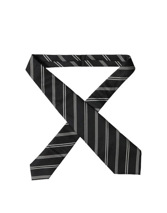 Dolce & Gabbana Black White Stripes Silk Adjustable Women Necktie Tie