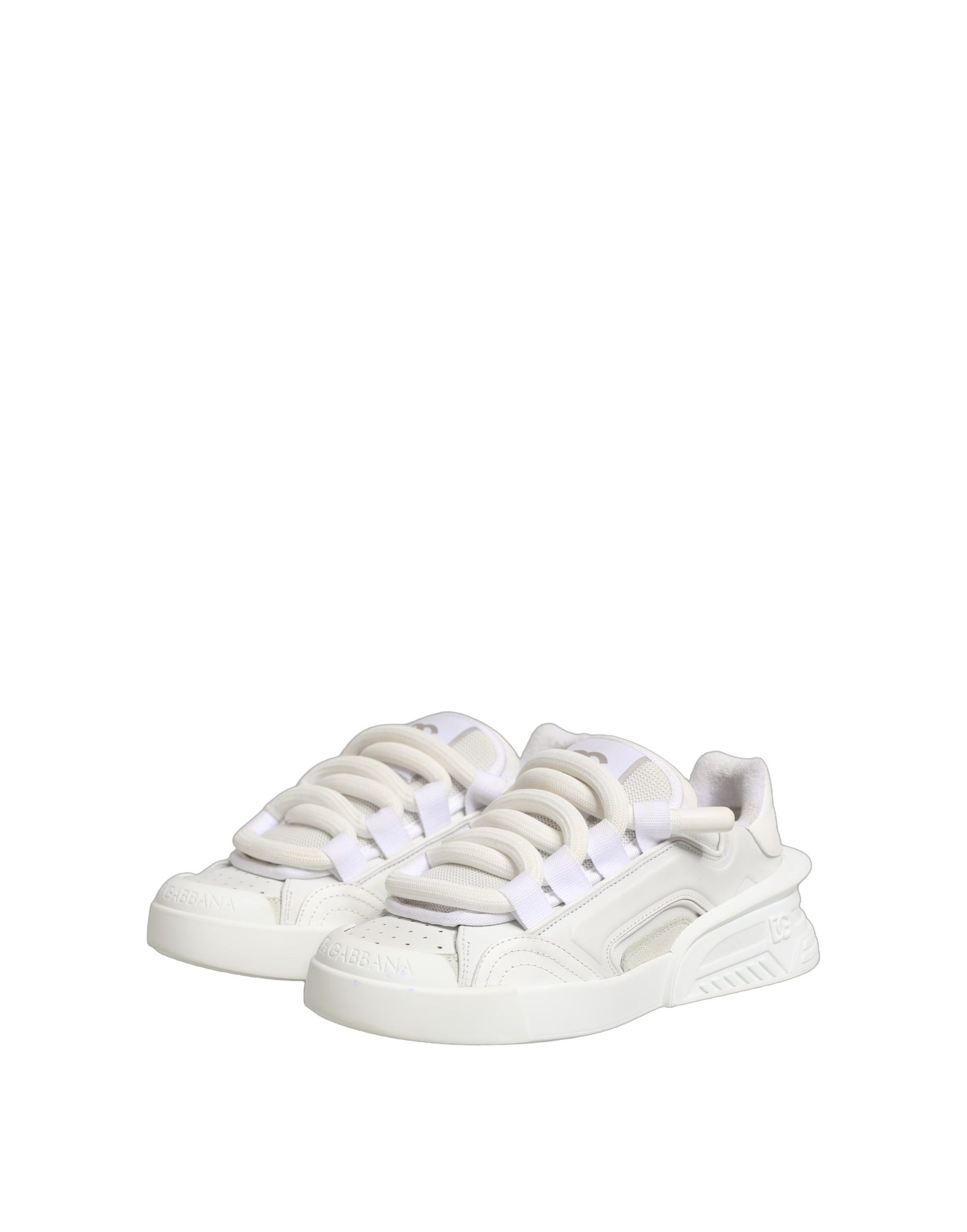 Dolce & Gabbana White Calfskin Leather Low Top Sneakers Shoes