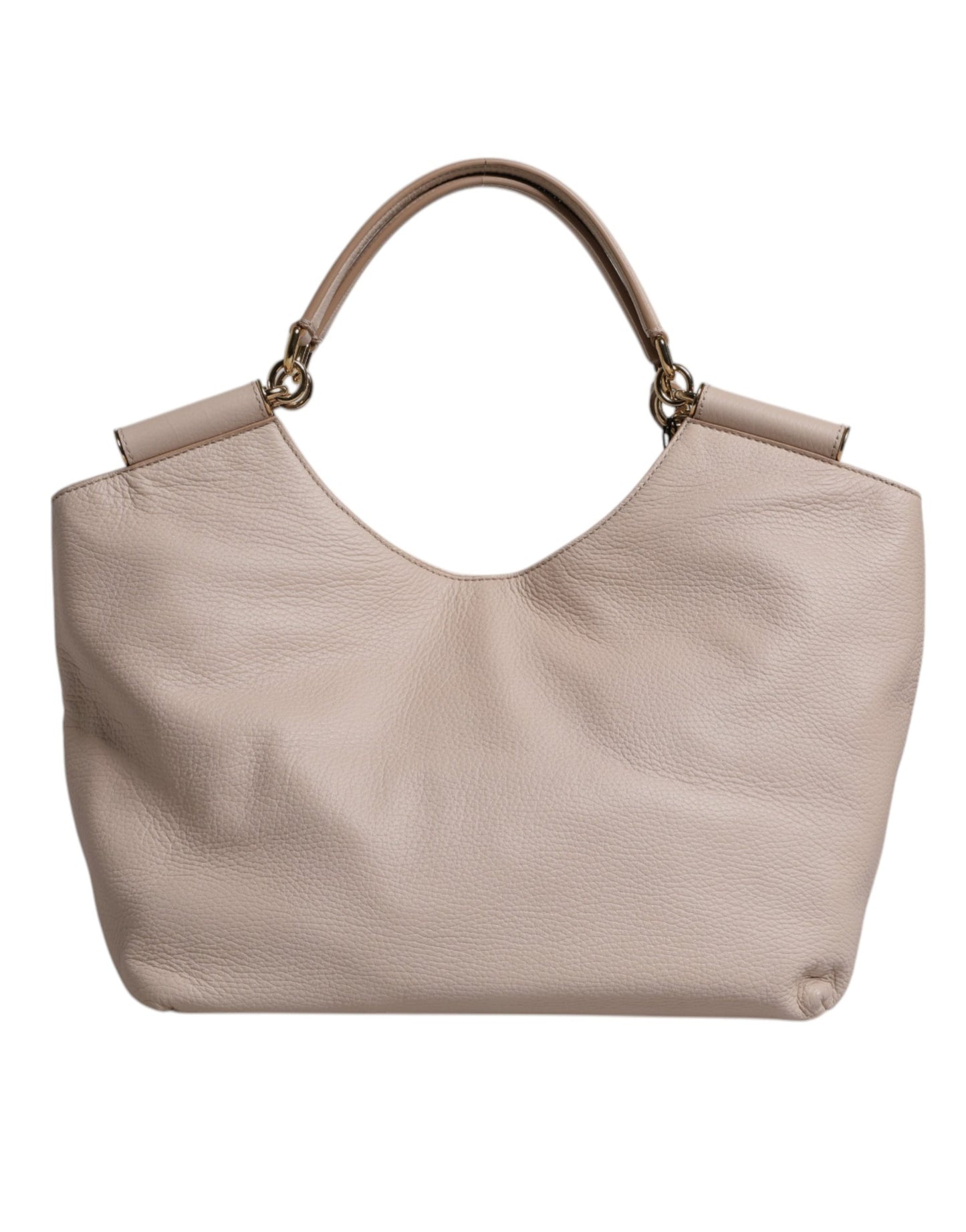 Dolce & Gabbana Light Pink Leather Logo Plaque Tote Shoulder Borse Bag