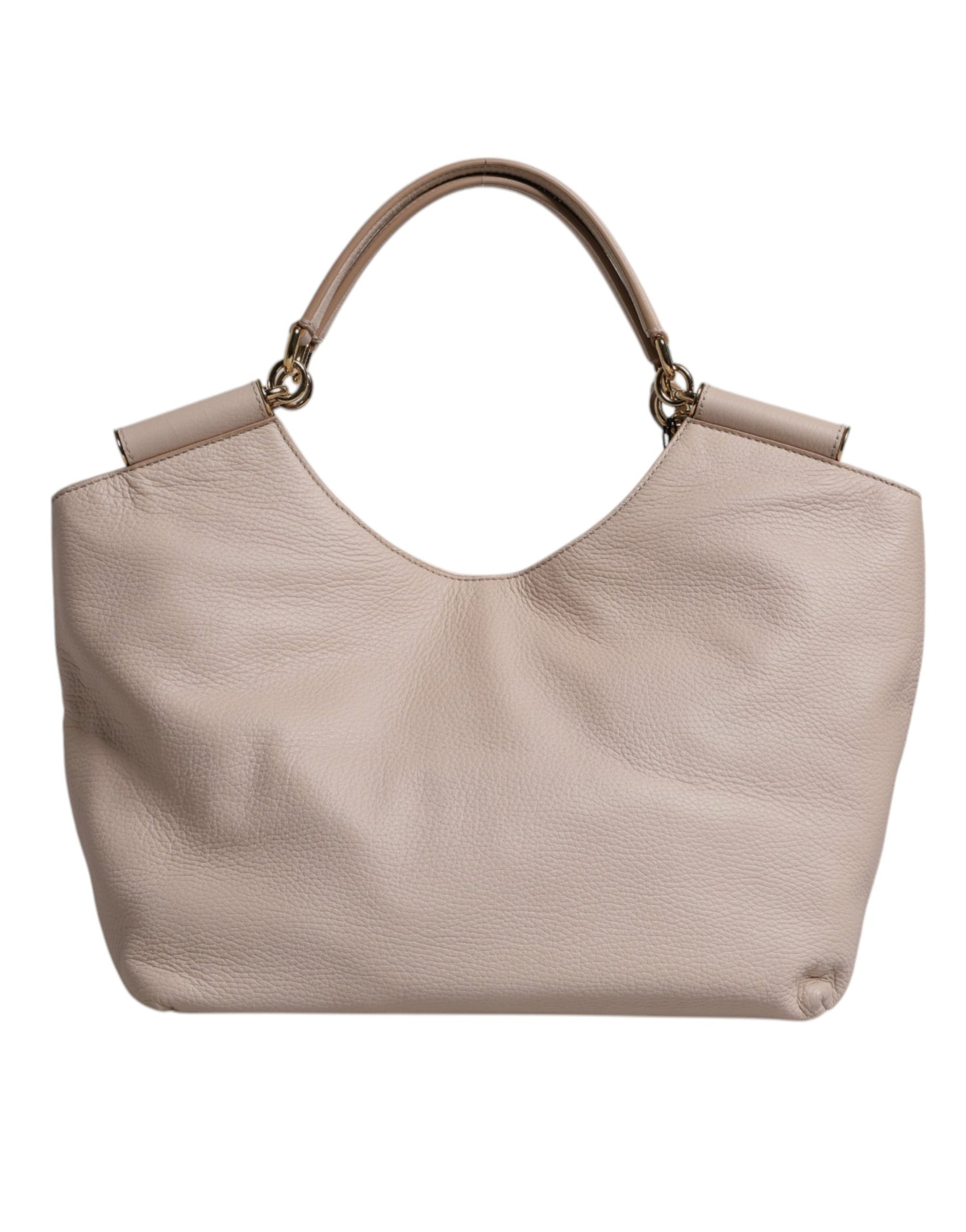 Dolce & Gabbana Light Pink Leather Logo Plaque Tote Shoulder Borse Bag