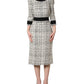 Dolce & Gabbana Black White Tweed Sheath A-line Midi Dress