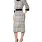 Dolce & Gabbana Black White Tweed Sheath A-line Midi Dress