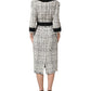 Dolce & Gabbana Black White Tweed Sheath A-line Midi Dress