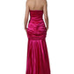 Dolce & Gabbana Hot Pink Ruched Satin Strapless Gown Dress