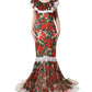 Dolce & Gabbana Multicolor Geranium Flower Lace Maxi Dress