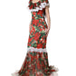 Dolce & Gabbana Multicolor Geranium Flower Lace Maxi Dress