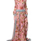 Dolce & Gabbana Light Pink Bread Print Pleated Maxi Dress