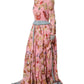 Dolce & Gabbana Light Pink Bread Print Pleated Maxi Dress