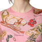 Dolce & Gabbana Light Pink Bread Print Pleated Maxi Dress