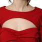 Dolce & Gabbana Red Cut Out Bodycon Long Sleeves Sheath Glove Dress