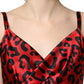 Dolce & Gabbana Red Leopard Draped Sleeveless Maxi Dress