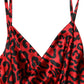 Dolce & Gabbana Red Leopard Draped Sleeveless Maxi Dress