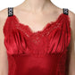 Dolce & Gabbana Red Silk Sleeveless Maxi Long Lace Trim Dress