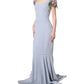 Dolce & Gabbana Light Blue Hydrangea Embellished Cap Sleeve Dress