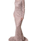 Dolce & Gabbana Pink Lace Long Sleeves Evening Gown Dress