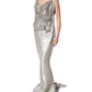 Dolce & Gabbana Silver Crystal Embellished EveningGown Dress