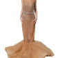 Dolce & Gabbana Brown Crystal Embellished Mermaid Gown Dress